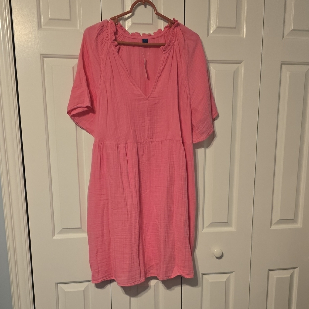 Pink V-Neck Dress